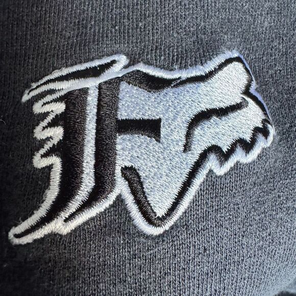 Y2K Fox Racing Embroidered Distressed Hoodie Black Size M - Picture 6 of 11